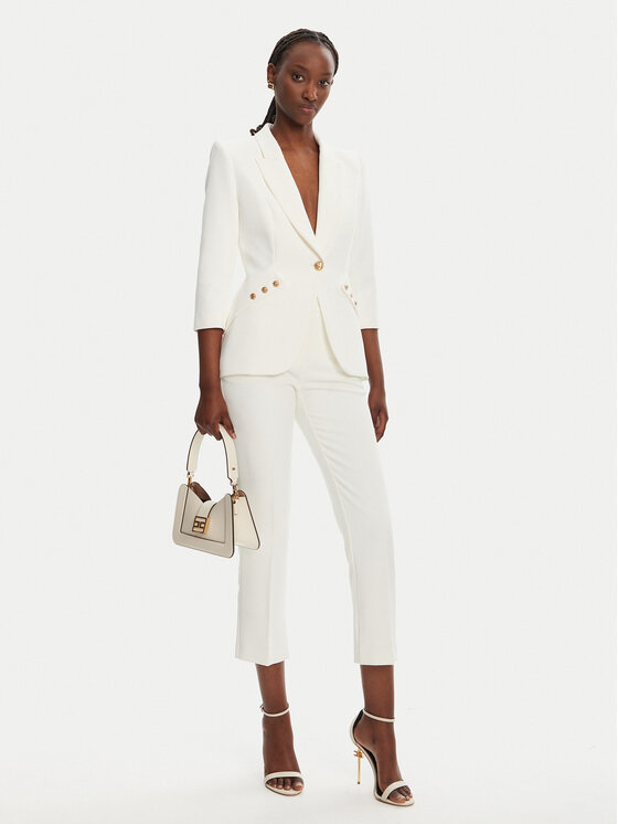 Elisabetta Franchi Elisabetta Franchi Marynarka GI-164-52E2-V640 Biały Regular Fit