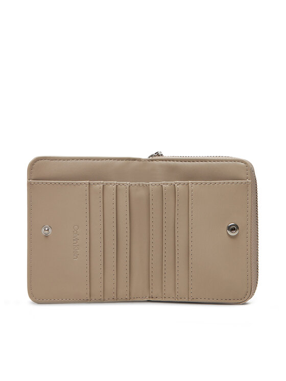 Calvin Klein Calvin Klein Mazs sieviešu maks Ck Must Aop Md Zip Around W Flap LV04F1037G Bēšs