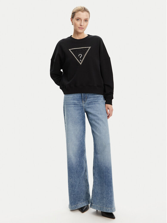 Guess Guess Μπλούζα W5YQ04 KC8I0 Μαύρο Regular Fit
