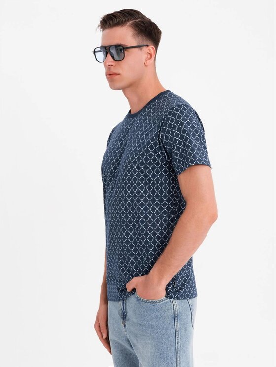 Ombre Ombre T-Shirt OM-TSFP-0250 Granatowy Regular Fit