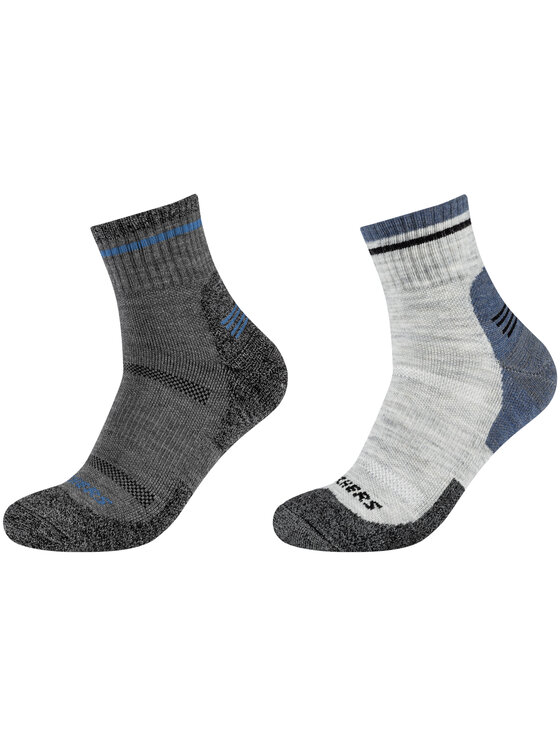 Skechers Skechers Calzini corti da uomo Skechers 2PPK Men Trail Wool Quarter Socks Grigio