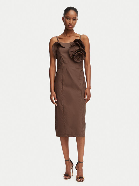 Rinascimento Rinascimento Коктейлна рокля CFC0128777003 Кафяв Slim Fit