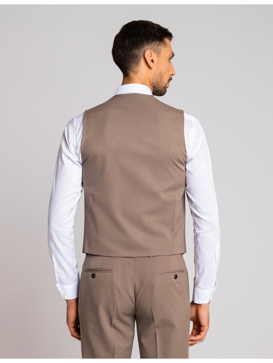 Borgio Borgio Kamizelka garniturowa lido_khaki Khaki Slim Fit