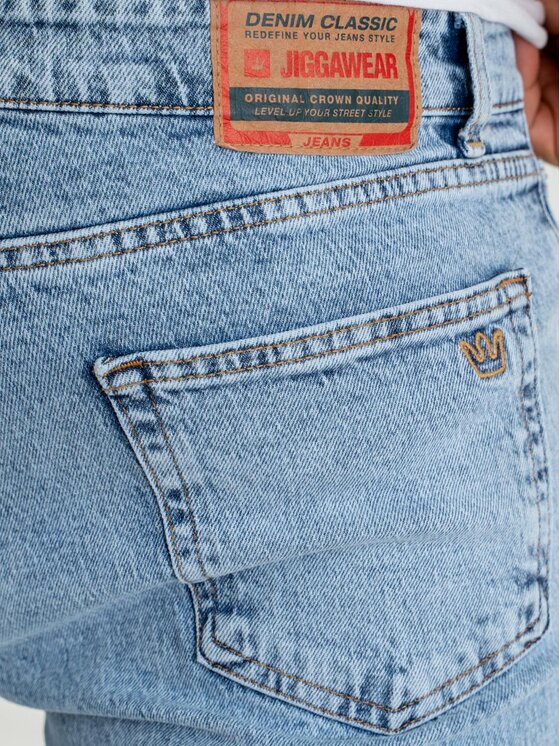 Jigga Wear Jigga Wear Jeansy Ciemne dzins Mini Haft Logo 34 Niebieski Regular Fit
