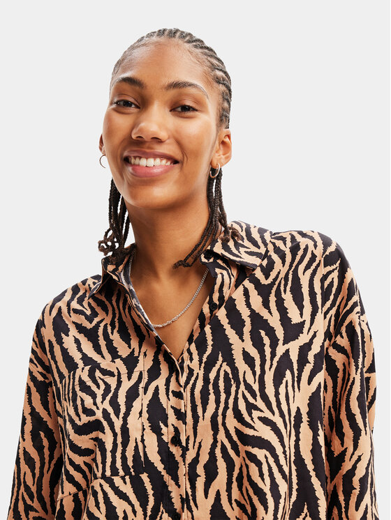 Desigual Desigual Särkpluus 23WWBW35 Pruun Regular Fit