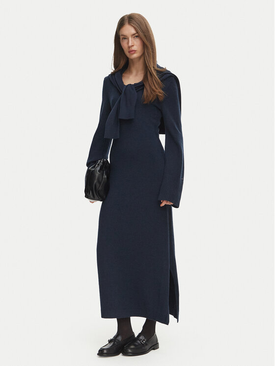 Tommy Hilfiger Tommy Hilfiger Strickkleid Scoop WW0WW52306 Dunkelblau Regular Fit