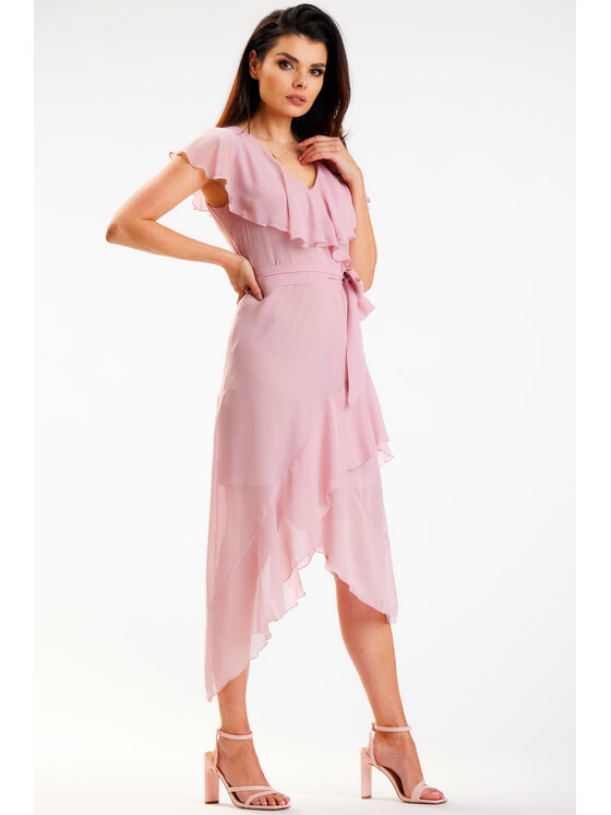 Awama Awama Sukienka letnia A574 Różowy Basic Fit