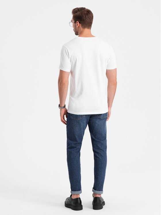 Ombre Ombre T-Shirt OM-TSCT-0106 Biały Slim Fit