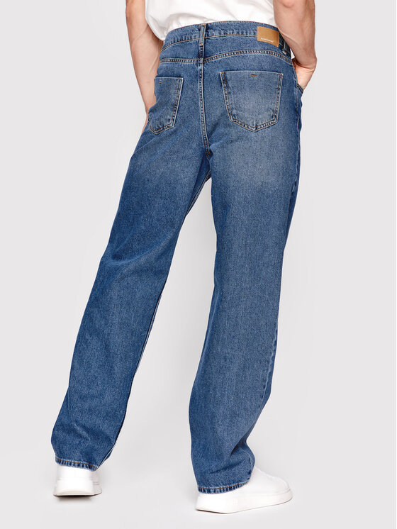 Americanos Americanos Jeansy Pheonix Modrá Loose Leg
