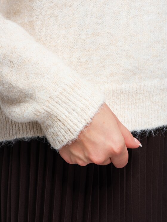 Ombre Ombre Sweter OW-SW-E0042 Beżowy Regular Fit