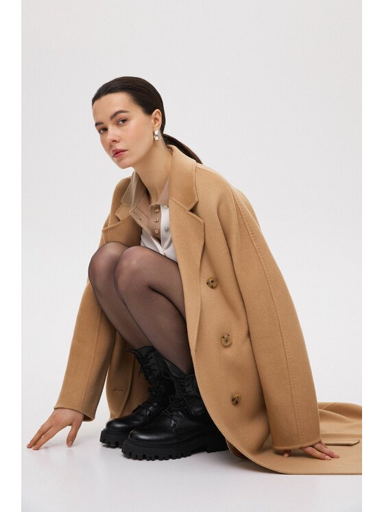 Estro Estro Παλτό ER00117013 Μπεζ Loose Fit