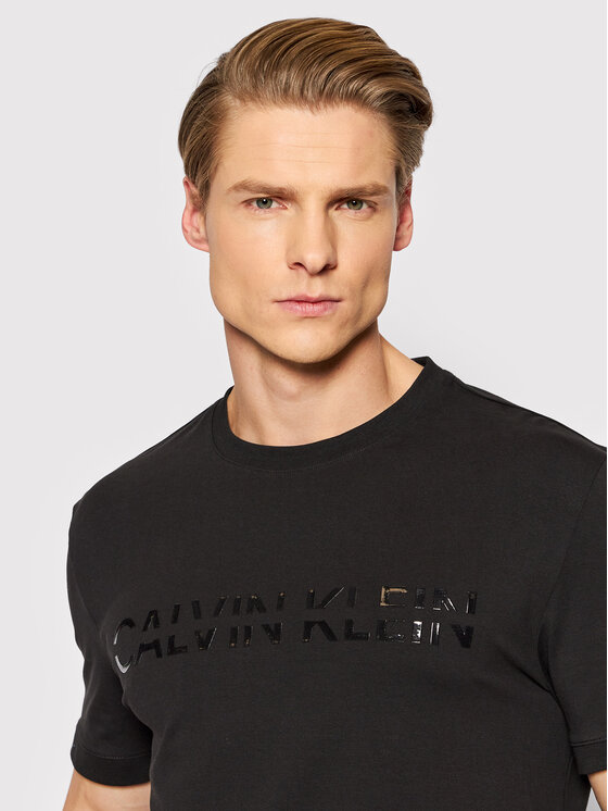 calvin klein split logo t shirt