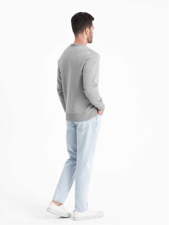 Ombre Ombre Mikina OM-SSBN-0175 Šedá Regular Fit