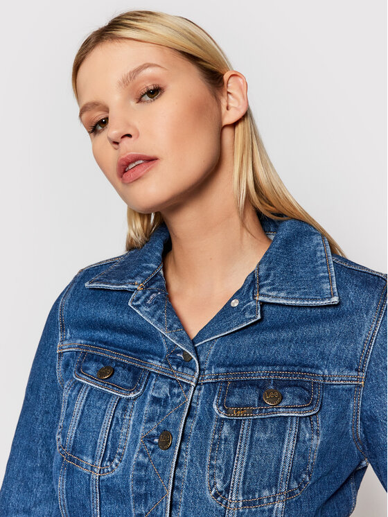Lee Lee Kurtka jeansowa Rider L54MMWQW 112140282 Granatowy Regular Fit