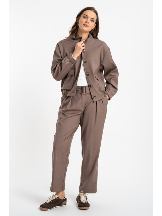 CLICK CLICK Kurtka przejściowa 71-0113 Brązowy Boxy Fit