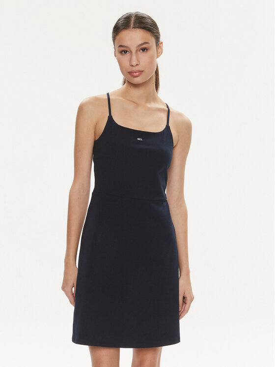 Tommy Jeans Tommy Jeans Sommerkleid Essential DW0DW17988 Dunkelblau Slim Fit