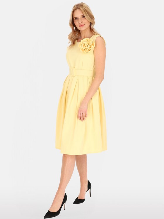 Perso Perso Sukienka letnia RBE254074F Żółty Regular Fit
