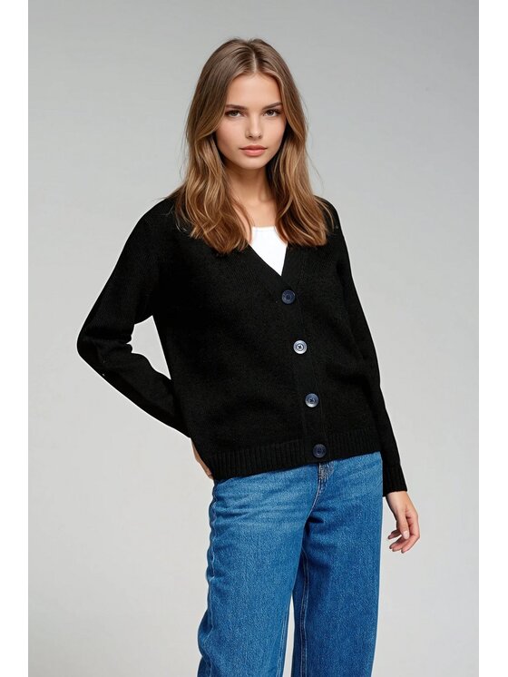 TeeShoppen TeeShoppen Kardigan 'Basic Collection' Czarny Regular Fit