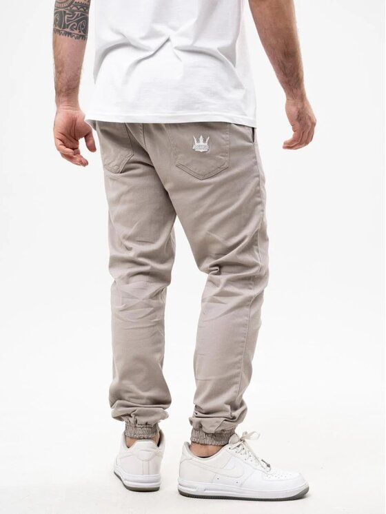 Spodnie materiałowe, rozmiar M, Szare, Spodnie Materiałowe Jogger Męskie Popielate Jigga Wear Crown XL
