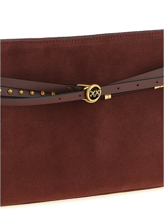 PINKO PINKO Torebka Bordeaux Cowhide Shoulder Niebieski jasny