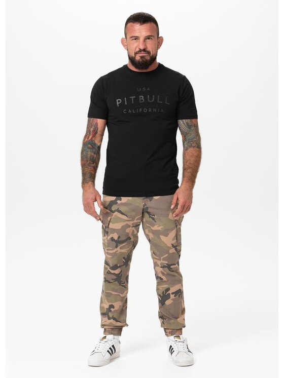 PITBULL PITBULL T-Shirt Koszulka męska Slim Fit USA CAL 3XL Czarny Regular Fit