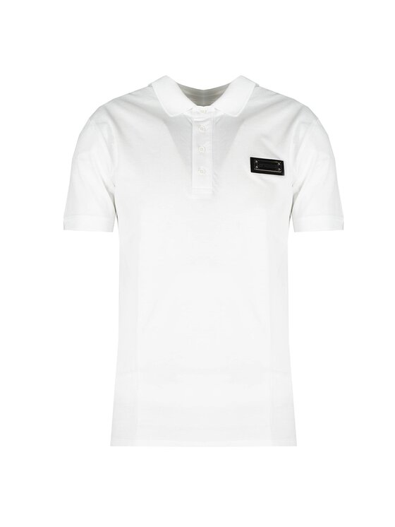 Les Hommes Les Hommes Polokošile LKT500 731U | Slim Fit Pique Polo with Metal Logo Bílá Slim Fit