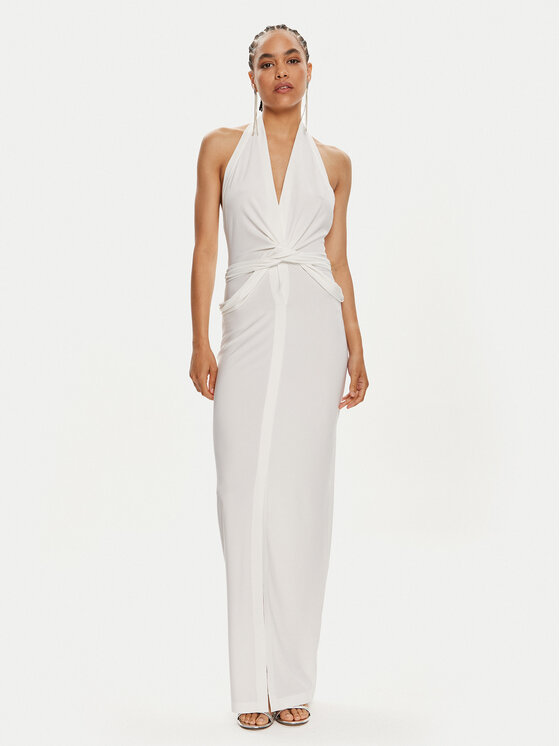 NORMA KAMALI NORMA KAMALI Sukienka wieczorowa ST1243HPD51944 Biały Slim Fit