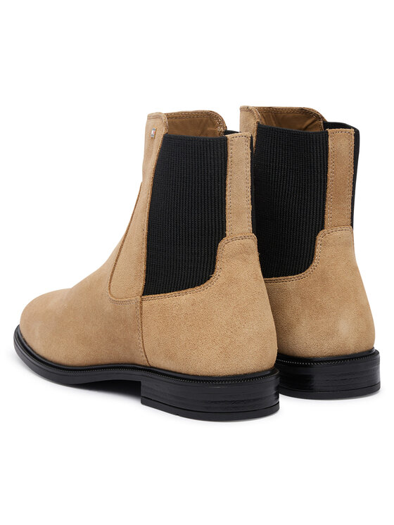 Tommy Hilfiger Tommy Hilfiger Μποτάκια με λάστιχο Enamel Flag Suede Ankle Chelsea FW0FW09575 Μπεζ