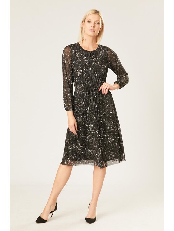 QUIOSQUE QUIOSQUE Každodenné šaty MESH MARBLE DRESS Čierna Regular Fit