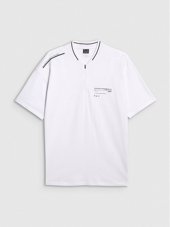 4F 4F Polo DUO DYNAMICS Biały Oversize