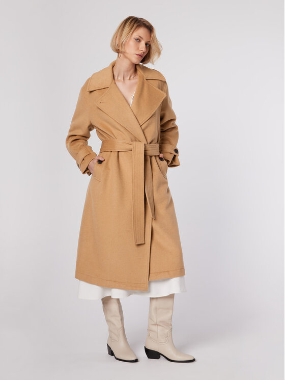 Simple Simple Παλτό μεταβατικό PLD502-03 Μπεζ Relaxed Fit