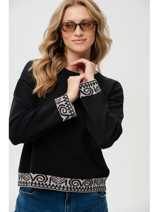 blue shadow blue shadow Sweter Kaps Czarny Regular Fit