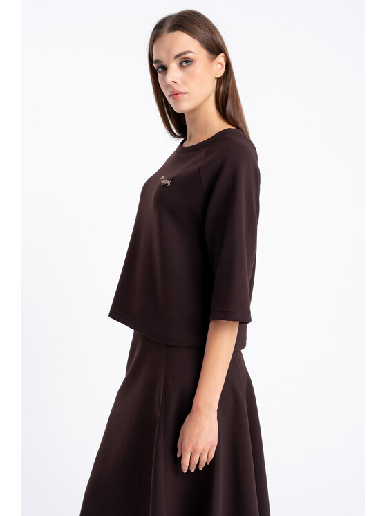 CLICK CLICK Μπλουζάκι 10-6944 Καφέ Straight Fit