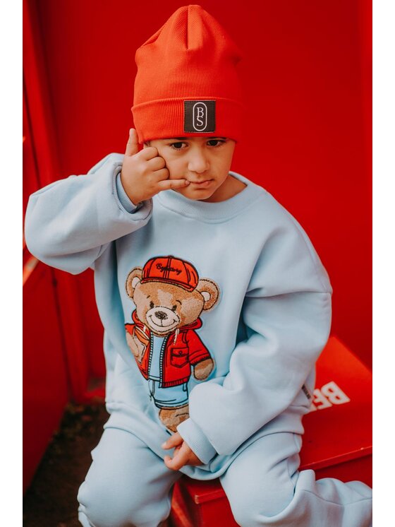 Bejbi Story Bejbi Story Bluza Bluza oversize Rodney Teddy bez kaptura Błękitny Oversize