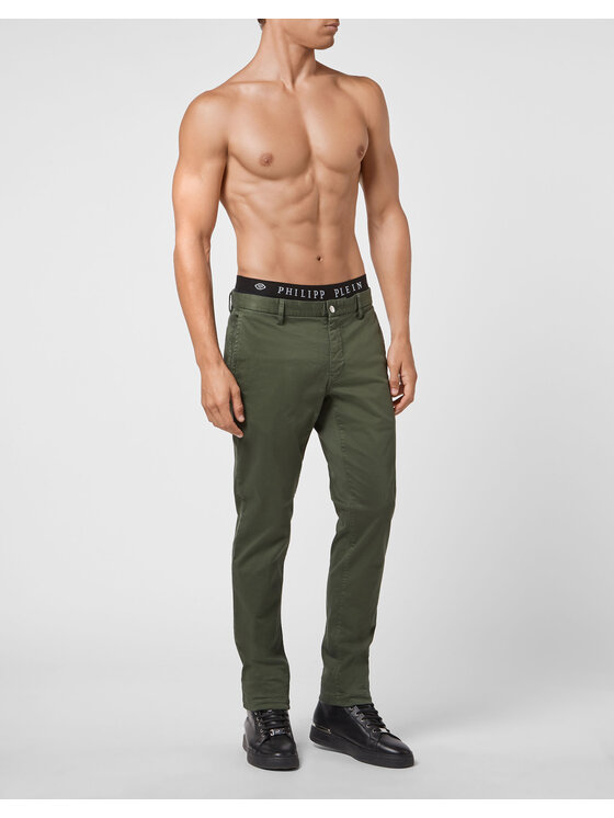 PHILIPP PLEIN PHILIPP PLEIN Spodnie materiałowe 4133 Zielony Regular Fit
