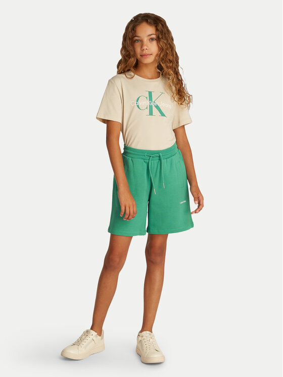 Calvin Klein Jeans Calvin Klein Jeans Športne kratke hlače New Inst. Logo IU0IU00703 Zelena Relaxed Fit