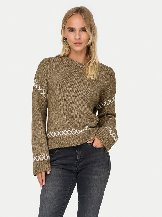 ONLY ONLY Svetr Amanda 15330089 Hnědá Regular Fit