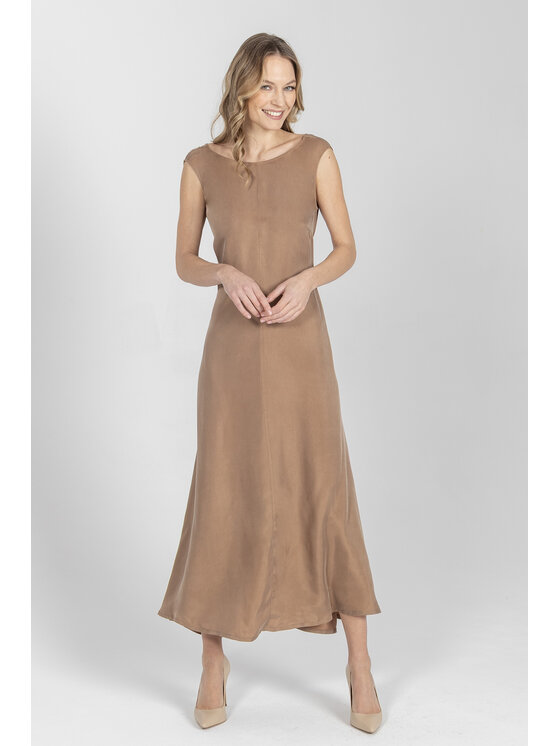 Deni Cler Milano Deni Cler Milano Sukienka letnia W-DC-3267-F2-B8-18-1 Brązowy A-Line Fit