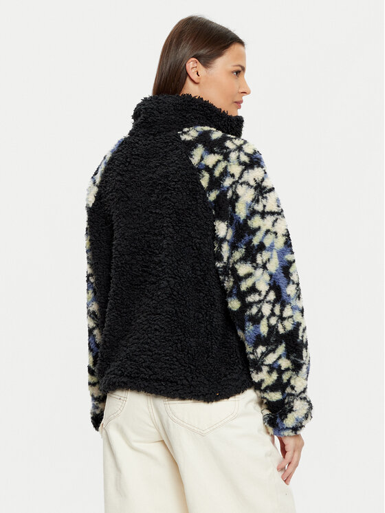 Roxy Roxy Fleecová mikina Waves Of Warmth ERJPF03186 Černá Loose Fit