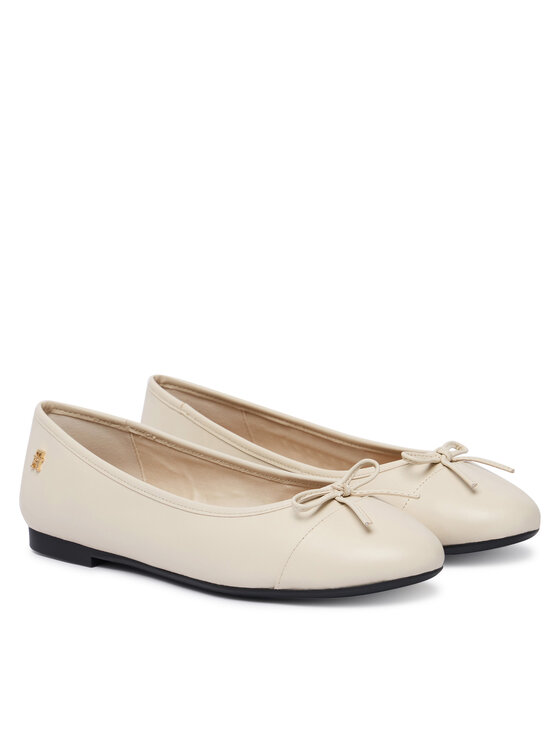 Tommy Hilfiger Tommy Hilfiger Ballerine Hilfiger Smooth Lthr Ballet FW0FW09241 Écru