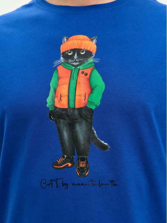 CAT by maniita lacitta CAT by maniita lacitta T-Shirt Printed men's t-shirt with CAT Niebieski Regular Fit