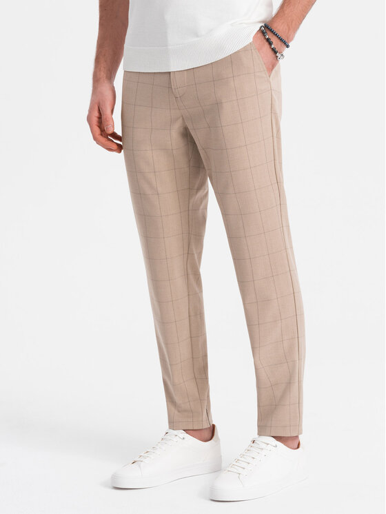 Ombre Ombre Chino kalhoty OM-PACP-0187 Béžová Regular Fit