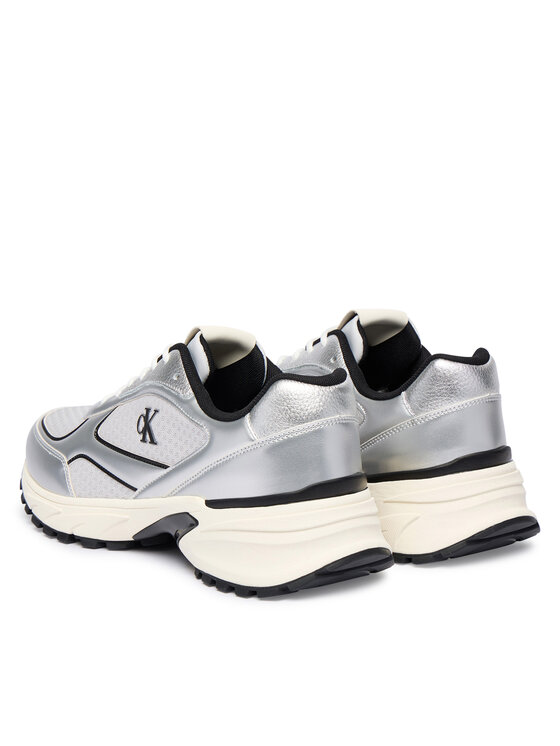 Calvin Klein Calvin Klein Sneakersy Hike Runner Laceup Mesh Mix Met YM0YM01402 Srebrny