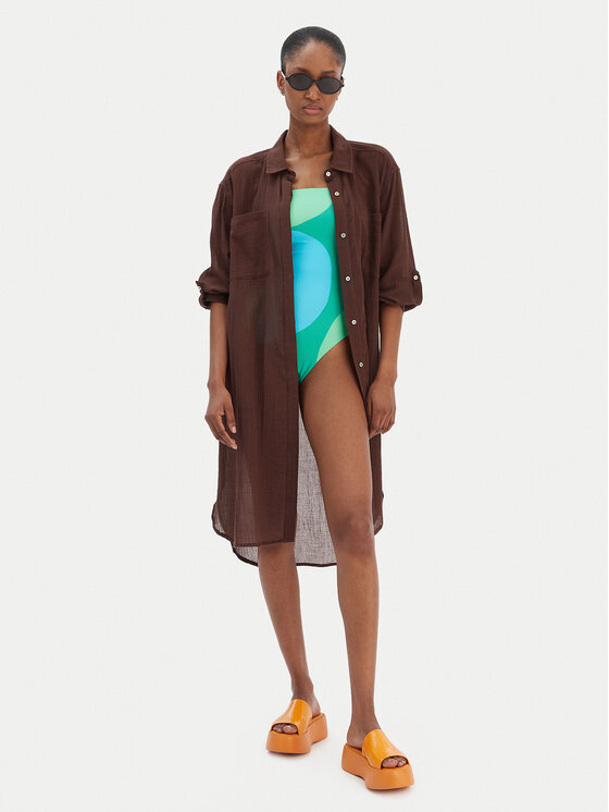 Seafolly Seafolly Hemd Crinkle 55536-CU Braun Relaxed Fit