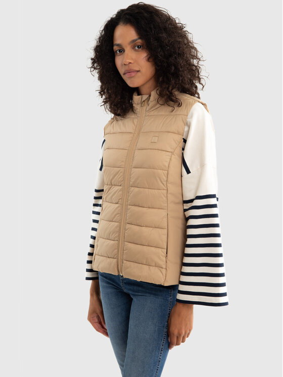 BIG STAR BIG STAR Bezrękawnik TRINOE_801_130 Beżowy Basic Fit