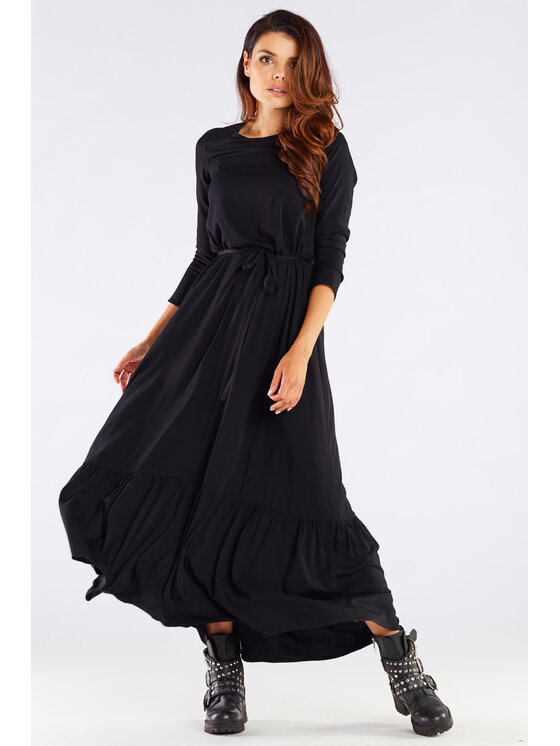 Awama Awama Letné šaty A455 Čierna Basic Fit