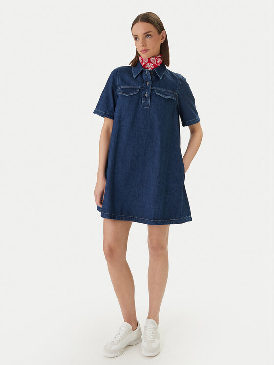 Tommy Jeans Tommy Jeans Džínové šaty DW0DW22989 Tmavomodrá Regular Fit