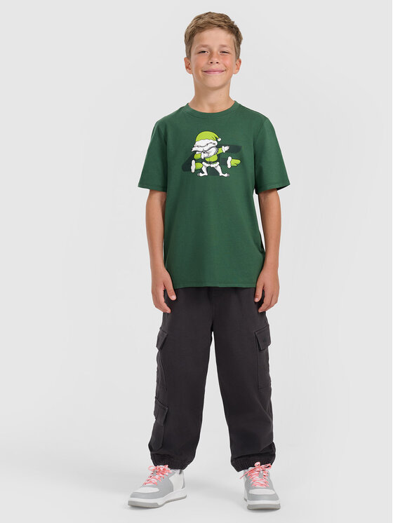 4F 4F T-Shirt CHRISTMAS DROP Zielony ciemny Regular Fit