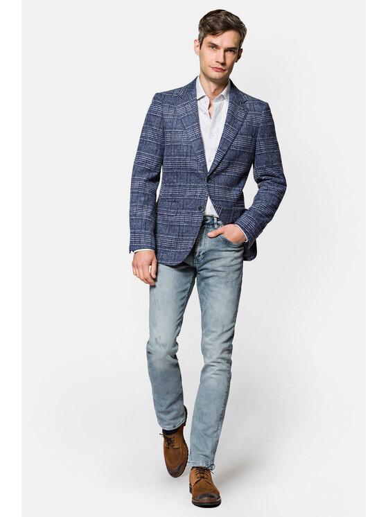 Lancerto Lancerto Marynarka Biella Niebieski Slim Fit
