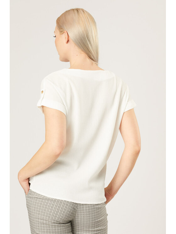 QUIOSQUE QUIOSQUE Bluzka 16-TK-203 Écru Regular Fit